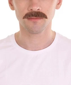 HPO Men's Brown Spiv Moustache Fake Facial Hair for Cosplay Halloween - Picture 1 of 2