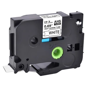 "Cinta de etiqueta de tubos retráctiles HSe241 HSe-241 negra sobre blanca para Brother PT-D600 0,7""" - Imagen 1 de 7