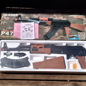 Airsoft Gun AK47 P47 Spring Powered 6mm 1:1 Scale w/ Laser & Flashlight UK Arms - Picture 1 of 10