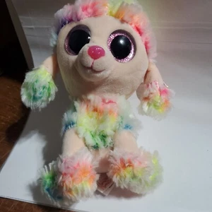 16 TB Beanie Boos Ty Big Eyes Tie Dye Caniche Arco Iris Pulgadas Mira Fotos - Imagen 1 de 5