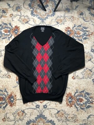 Jos A Bank Sweater Vest Men L Black 100% Merino Wool Pullover - Image 1 of 4
