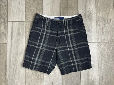 American Eagle Chino Shorts Mens Size 30 Black Gray Plaid 9” Inseam Fast Ship - Image 1 of 4