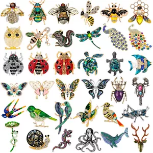 Vintage Insects Bee Crystal Brooch Pin Costume Badge Womens Party Jewellery Gift - Picture 1 of 77