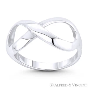 Anillo apilable de plata esterlina 0,925 símbolo/figura 8 con dije de suerte Infinity Forever - Imagen 1 de 1