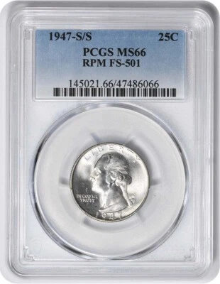 1947-S/S Washington Silver Quarter RPM FS-501 MS66 PCGS - Image 1 of 2