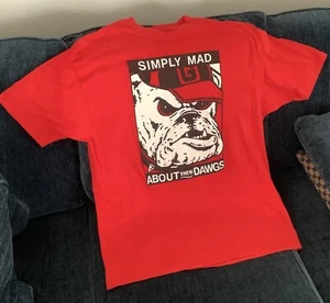 VINTAGE Georgia Bulldogs Hanes Beefy Mens T-shirt XL*SIMPLY MAD ABOUT THEM DAWGS - Picture 1 of 11