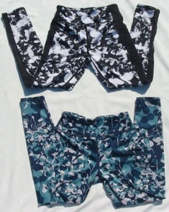 Girls Zella Brand Leggings Size M 8/10 Stretch Pants 2 Lot Mid Rise Floral EUC - Picture 1 of 4