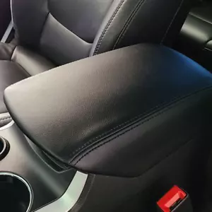 For 2011-2018 Ford Explorer Black Leather Console Lid Armrest Cover Black Stitch - Foto 1 di 11