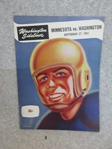9-27-1952 MINNESOTA vs WASHINGTON  NCAA FOOTBALL PROGRAM  Excellent Condition - Picture 1 of 3
