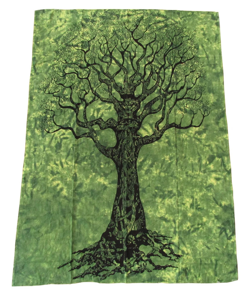 TREE OF LIFE Weltenbaum Baum des Lebens Tagesdecke Wandbehang Lebensbaum 140x200 - Bild 1 von 1