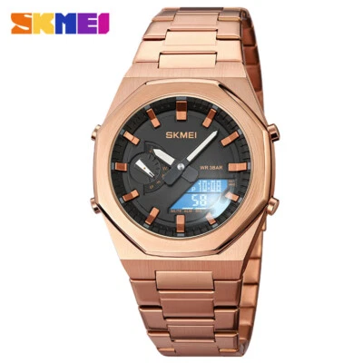 SKMEI Men Watch Luxury Gold Wristwatch LED Quartz Calendar Digital Sport Watches - Image 1 of 4