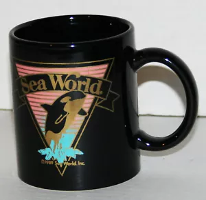 Tazza tazza caffè vintage 1989 Sea World Shamu Orca Whale pastelli neri - Foto 1 di 4