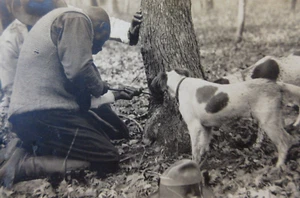 Black African American Hunter Photo Hunting Dogs Fishing Out Game 1920-30s - Picture 1 of 4