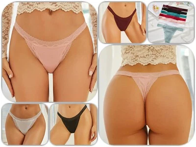 7 x Spitzen Baumwoll String Tanga Strings Wäsche-Set Damen Dessous GoGo rot - Bild 1 von 4
