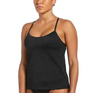 Nike Women's Essential Layered Tankini Top Black Size S - Picture 1 of 3