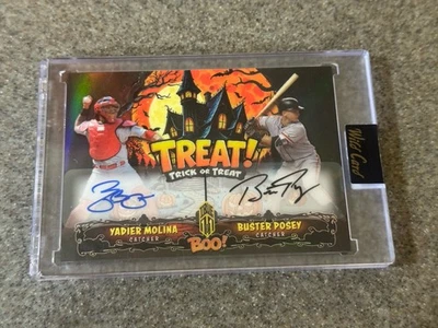 Yadier Molina Buster Posey True 1/1 Dual Auto 2025 Haunted Hits Treat Boo! - Image 1 of 2