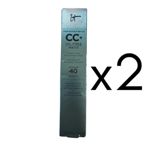 It Cosmetics CC+ Oil-Free Matte Poreless Finish Cream LOT OF 2 SPF 40 Tan NIB - Picture 1 of 3