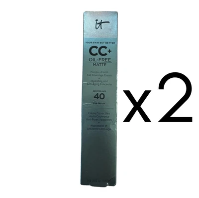 It Cosmetics CC+ Oil-Free Matte Poreless Finish Cream LOT OF 2 SPF 40 Tan NIB - Image 1 of 3