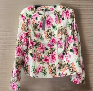 NWT WD.NY Printed Twill Zipper Accented Asymmetrical Zip Moto Jacket - Sz 1X - Picture 1 of 8