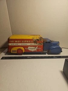 Marx Hi Way Express Service LKW Pressstahl Metall Spielzeug selten blau gerade 16 Zoll - Bild 1 von 16