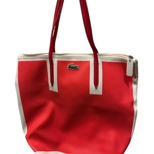 Bolso de Mano Lacoste Naranja Rojo Blanco Cremallera Superior Bolso de Hombro Cartera - Imagen 1 de 8