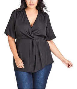 City Chic Womens Top Simply Knot Pullover Blouse, Black, Plus Size, S/16W - Picture 1 of 1