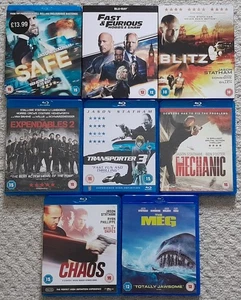 JASON STATHAM 8 MOVIE BLU-RAY COLLECTION THE MEG HOBBS AND SHAW EXPENDABLES - Picture 1 of 2