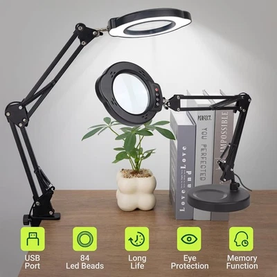 Lupe mit Licht und Ständer 10X Lupenleuchte Tischlupe 10 Helligkeitsstufens - Bild 1 von 4