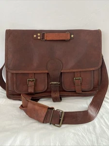Borsa porta laptop tracolla messenger vintage in pelle ottima! - Foto 1 di 13