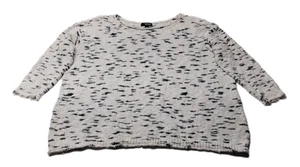 ANA Sweater Womens 1X Cream Black Marled Bohemian 3/4 Sleeve Lightweight Mom - Picture 1 of 14