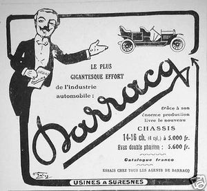 PUBLICITÉ DARRACQ CHASSIS LE PLUS GIGANTESQUE EFFORT DE L'INDUSTRIE AUTOMOBILE - Picture 1 of 1