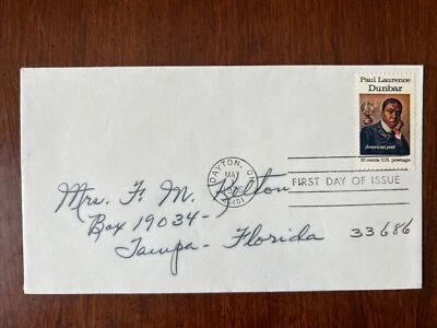 1554 Paul Laurence Dunbar Poet FDC Address No Cachet May 1 1975 Dayton OH - Image 1 of 2