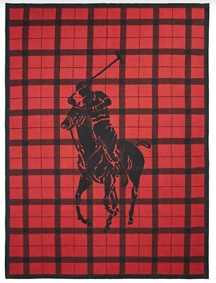 Polo Ralph Lauren Oakwood  Big Pony Throw Blanket - 50" X 70" - Red Plaid - Image 1 of 4