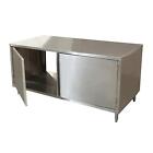 BK Resources 72' x 36' Stainless Cabinet Base Work Table w/ Hinged Doors