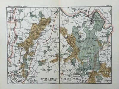 1900 Windsor Park & Epping Forest Antique Map by George Philip - Image 1 of 3