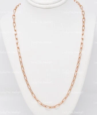 Реальный 14k розовое золото скрепки цепочка ожерелье 18-24 дюймов 3,70 мм - Изображение 1 из 4