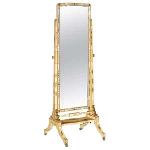 STUNNING ANTIQUE CHINESE EXPORT CIR 1920 HAND PAINTED & LACQUERED CHEVAL MIRROR - Picture 1 of 24