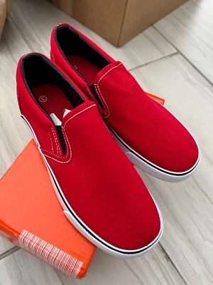 Unisex Vans Estilo Slip-on Niños Zapatos Talla 3 Rojo Nuevo Nunca Usado Foto 1 de 4