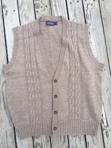 Vintage Carmel Collection Sweater Vest Brown 100% Acrylic Size Large Men’s USA - Picture 1 of 12