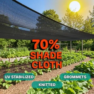 70% UV Sunblock Shade Cloth for Plant Cover Greenhouse Sewn Edges W/ GROMMETS - Picture 1 of 22