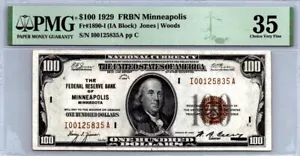 1929 $100 FRN Minneapolis FR. 1890-I PMG 35 CVF - Picture 1 of 2