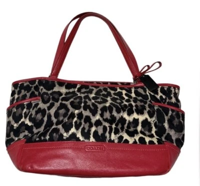 BOLSO DE MANO COACH OCELOTE LEOPARDO CARRIE PARK F23278 ROJO NEGRO GRIS MULTI Foto 1 de 2