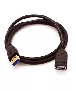 3Ft USB 3.0 Extension Cable Gold Plate Type A Male to Female Black Color - Picture 1 of 2