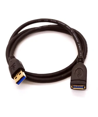 6Ft USB 3.0 Extension Cable Gold Plate Type A Male to Female Black Color - Image 1 of 2