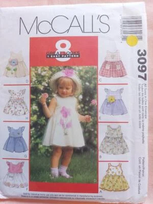 McCall's 3097 Infant/Toddler Dress, Panties & Hat Pattern Size S-XL 13-24 lbs - Image 1 of 2