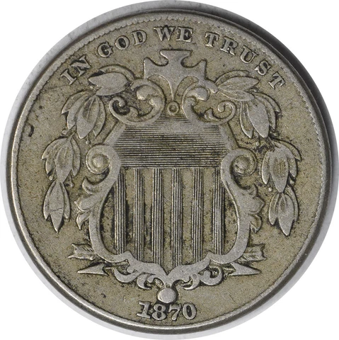 1870 Shield Nickel RPD EF Uncertified #208 Cover