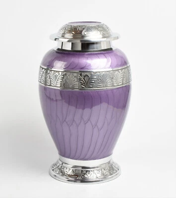 Adult Large Cremation Ashes Urn Fully Personalised  Funeral Memorial Purple - Image 1 of 4
