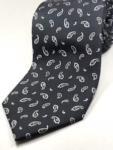 BURMA BIBAS 100% Silk Tie Men's Black Simple Paisley Necktie NEW - Picture 1 of 3