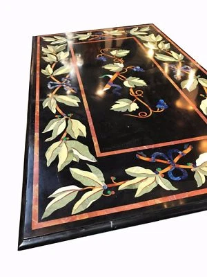 48" x 24" Marble Table Top Pietra Dura Handmade Craft Work Home Furniture - Image 1 of 2