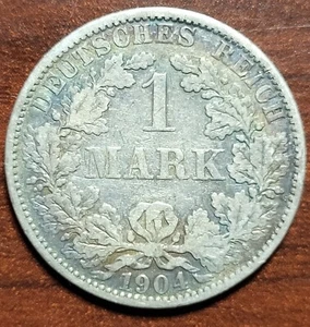 1904-A German Empire 1 Mark/Deutcshmark 90% Silver Coin. Mark minted in Berlin  - Picture 1 of 8